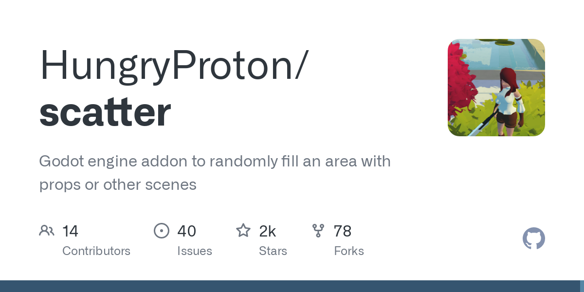 GitHub - HungryProton/scatter: Godot engine addon to randomly fill an area with props or other scenes